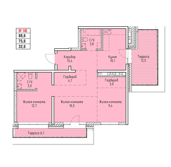 106,7 м², 3-комнатная квартира 18 139 000 ₽ - изображение 33