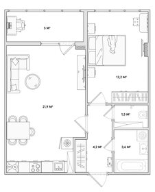 Квартира 43,4 м², 1-комнатная - изображение 1