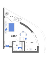 Квартира 40,6 м², студия - изображение 1