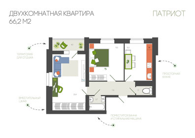 Квартира 65 м², 2-комнатная - изображение 1