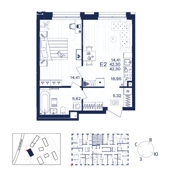 41 м², 1-комнатная квартира 6 230 480 ₽ - изображение 21