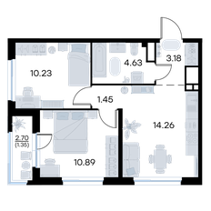 Квартира 46 м², 2-комнатная - изображение 3