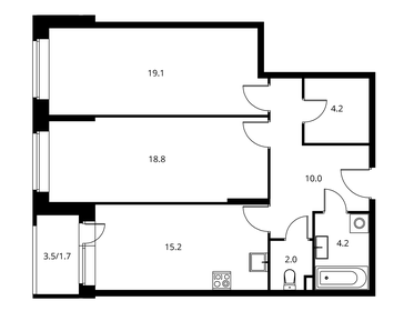 Квартира 76,8 м², 2-комнатная - изображение 1