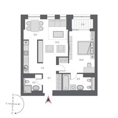 Квартира 60,6 м², 2-комнатная - изображение 2