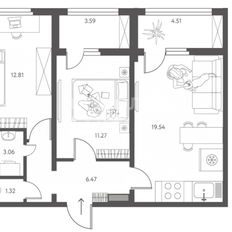 Квартира 54 м², 2-комнатная - изображение 1