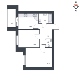 Квартира 57,9 м², 2-комнатная - изображение 2