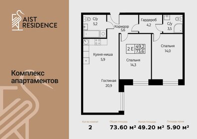 Квартира 73,6 м², 3-комнатные - изображение 1
