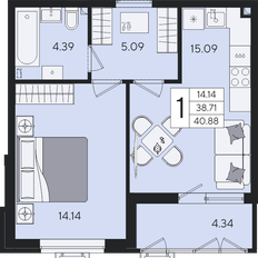 Квартира 40,9 м², 1-комнатная - изображение 2