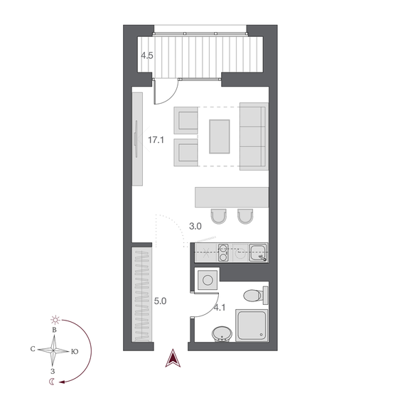 34 м², квартира-студия 9 500 000 ₽ - изображение 53