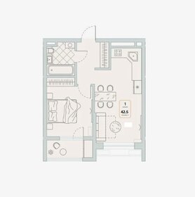 Квартира 43 м², 1-комнатная - изображение 1