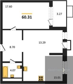 Квартира 60,3 м², 2-комнатная - изображение 1
