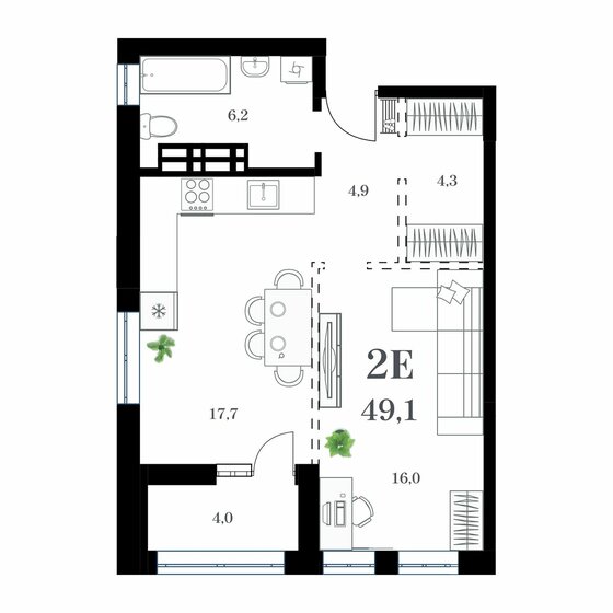 48,7 м², 1-комнатная квартира 13 636 000 ₽ - изображение 40