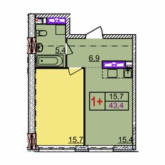 Квартира 43,4 м², 1-комнатная - изображение 2