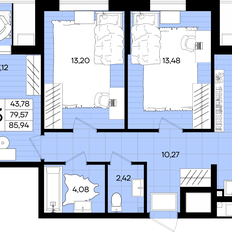 Квартира 85,9 м², 3-комнатная - изображение 2