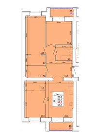 Квартира 90,5 м², 3-комнатная - изображение 1