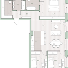 Квартира 95,7 м², 3-комнатная - изображение 2