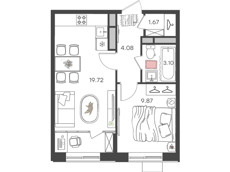 38,4 м², 2-комнатная квартира 5 458 480 ₽ - изображение 30