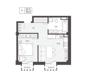 Квартира 39,8 м², 1-комнатная - изображение 1
