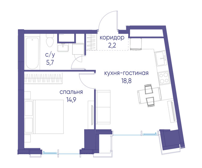 54,3 м², 1-комнатная квартира 27 000 000 ₽ - изображение 132