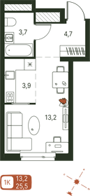 Квартира 25,5 м², 1-комнатная - изображение 1