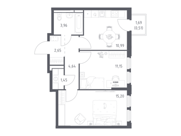 Квартира 50,6 м², 2-комнатная - изображение 1