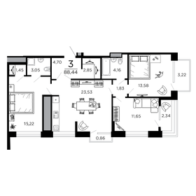 Квартира 84,4 м², 3-комнатная - изображение 1