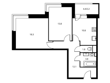 Квартира 64,1 м², 2-комнатная - изображение 1