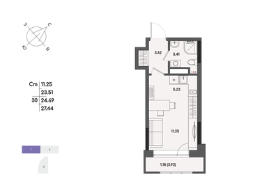 Квартира 24,7 м², студия - изображение 1
