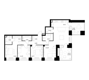 Квартира 111 м², 3-комнатная - изображение 1