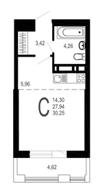 Квартира 30,3 м², студия - изображение 1