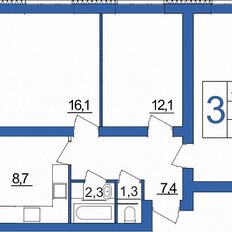 Квартира 69,9 м², 3-комнатная - изображение 1