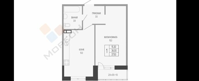 Квартира 37,5 м², 1-комнатная - изображение 1