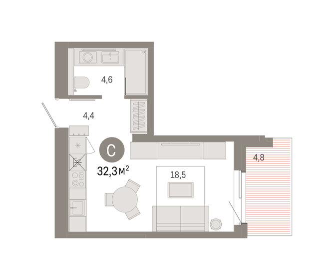 55 м², 3-комнатная квартира 4 500 000 ₽ - изображение 63