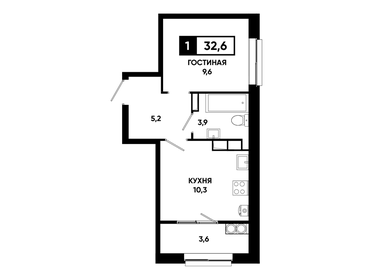 Квартира 32,6 м², 1-комнатная - изображение 1