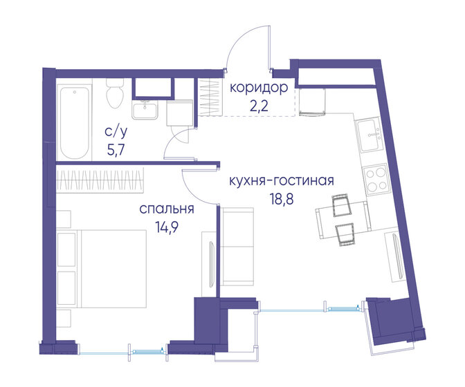 54,3 м², 1-комнатная квартира 27 490 000 ₽ - изображение 126