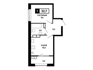 Квартира 32,7 м², 1-комнатная - изображение 1