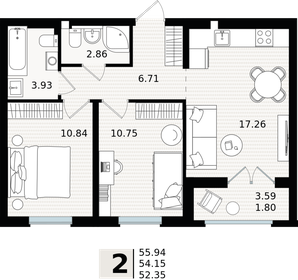 Квартира 54,2 м², 2-комнатная - изображение 1