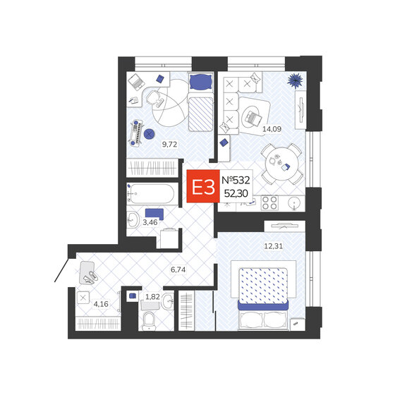 52,3 м², 2-комнатная квартира 6 642 100 ₽ - изображение 19