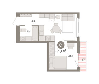 Квартира 35,1 м², студия - изображение 1