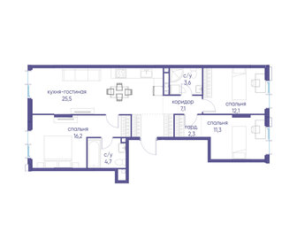 Квартира 82,8 м², 3-комнатная - изображение 2