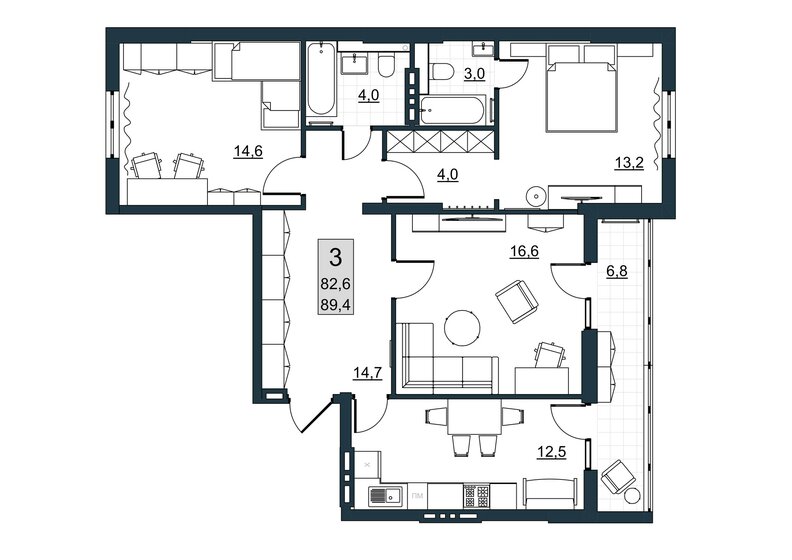 75,7 м², 3-комнатная квартира 6 200 000 ₽ - изображение 80