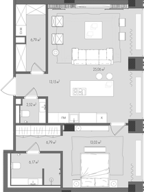 Квартира 73,5 м², 1-комнатная - изображение 2