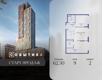 Квартира 62,3 м², 2-комнатная - изображение 1