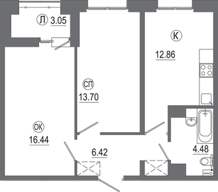 Квартира 56,4 м², 2-комнатная - изображение 1