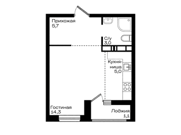 Квартира 29,1 м², студия - изображение 1