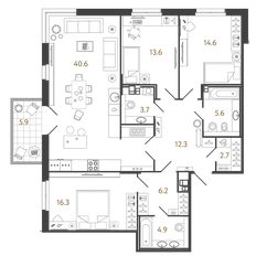 Квартира 120,5 м², 3-комнатные - изображение 2