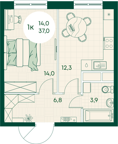 35,8 м², 1-комнатная квартира 8 592 000 ₽ - изображение 13