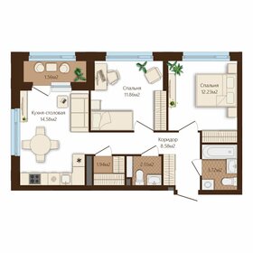 Квартира 56,6 м², 2-комнатная - изображение 1