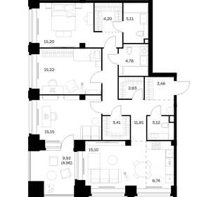 Квартира 111,1 м², 3-комнатная - изображение 1