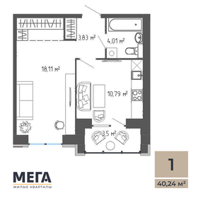 Квартира 38,5 м², 1-комнатная - изображение 2